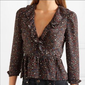 NWT Madewell Silk Star Wrap Top